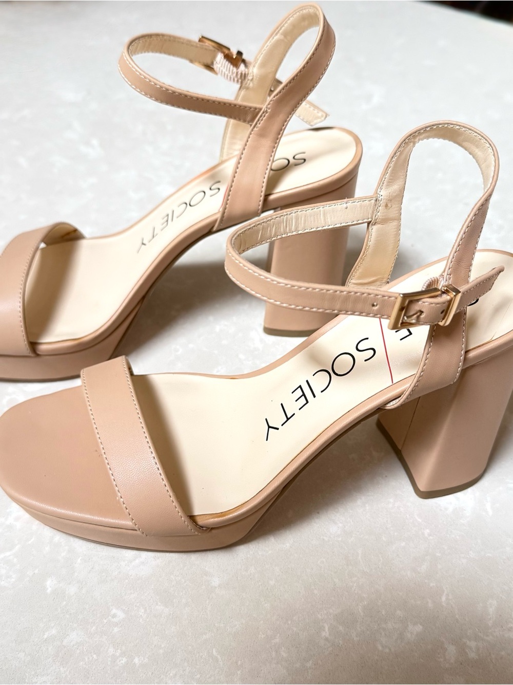 Sole Society Strappy Sandals Size 7.5M Block Heels, SO-SENDINAL, Like New - Picture 6 of 11